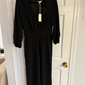 Z Supply Black Textured V- Neck Jumpsuit